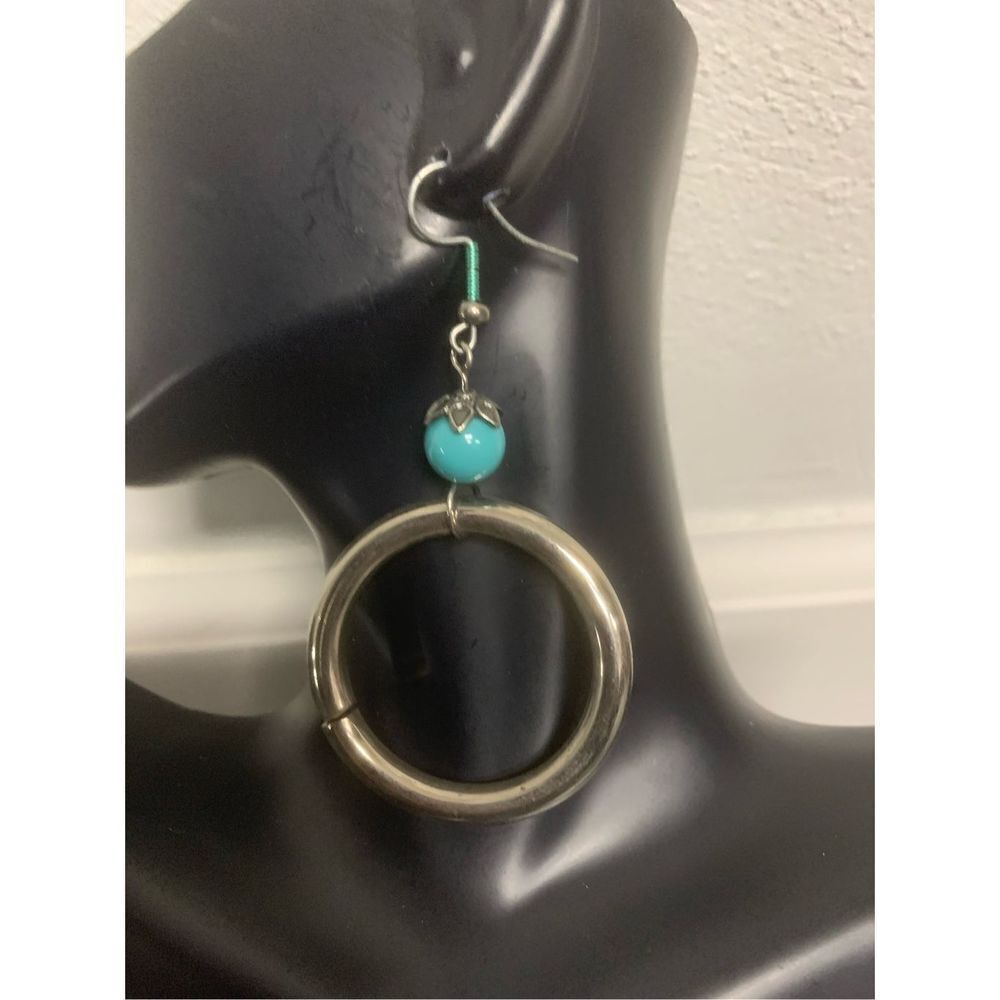 Handmade Hoop Dangle Earrings - Picture 3 of 3